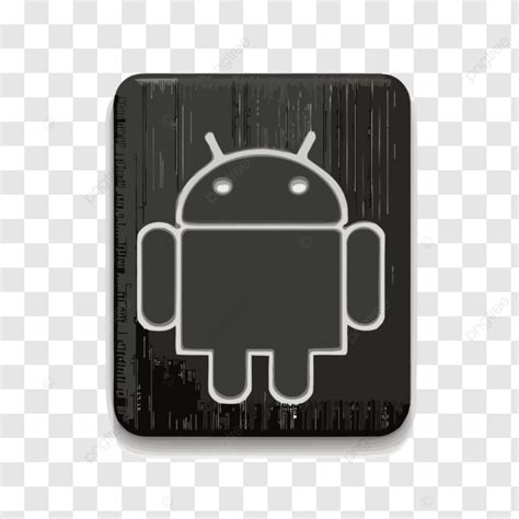 Black Button On Grey Background With An Android Icon Vector A