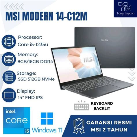 Jual Laptop Baru Msi Modern C M Core I U Ram Gb Ram Gb Ssd