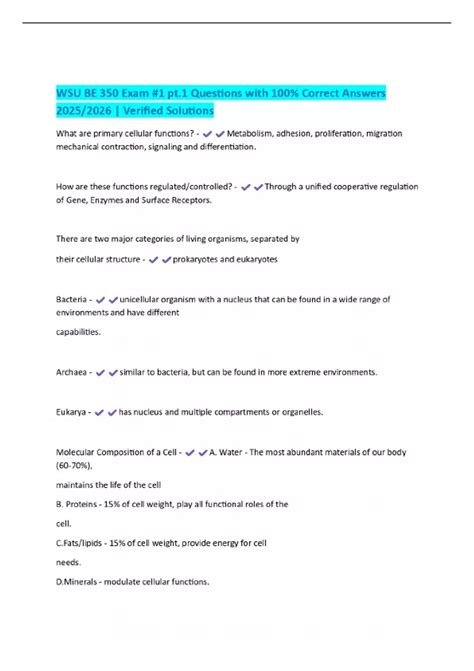 WSU BE 350 Exam #1 pt.1 Questions with 100% Correct Answers 2025/2026