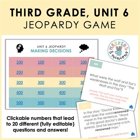 3rd Grade Reading Games Jeopardy