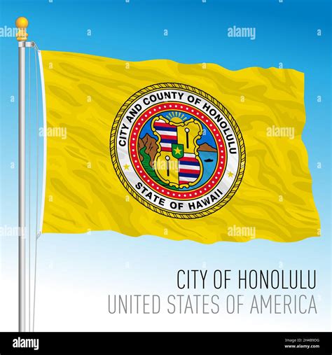 City of Honolulu flag, Hawaii, United States, vector illustration Stock ...