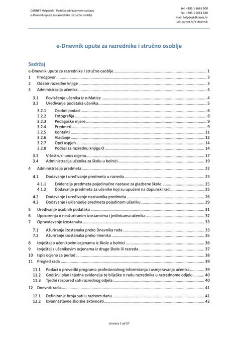 PDF e Dnevnik upute za razrednike i stručno osoblje carnet hr