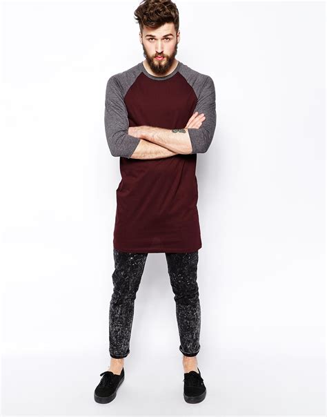 Lyst Asos Sleeve T Shirt With Contrast Raglan Sleeves In Super