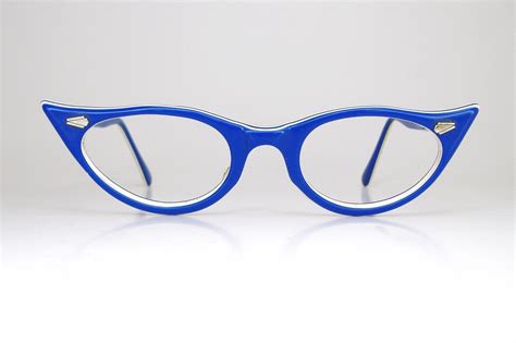 Vintage 50s Sapphire Blue Cat Eye Eyeglasses Frames