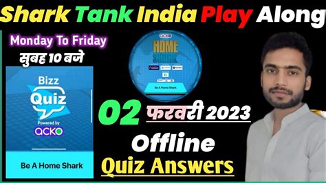 Shark Tank India Offline Quiz 02 February Answers SHARK TANK INDIA