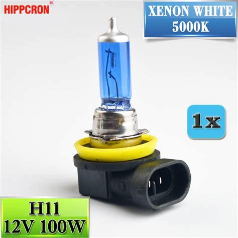 Hippcron H11 Halogen Bulb 12V 100W Super White 5000K Quartz Glass Dark