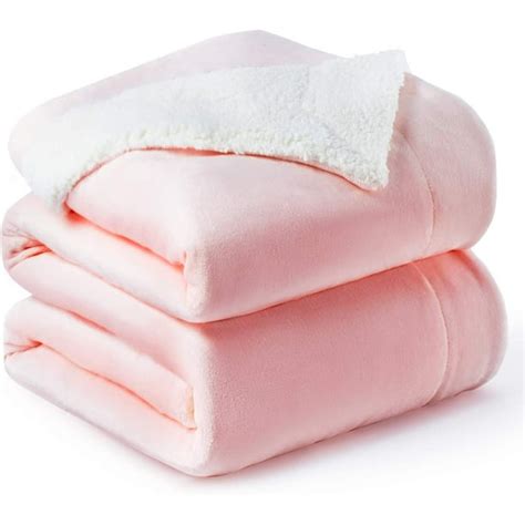 Bedsure Sherpa Fleece Bed Blankets Queen Size Pink Thick Fuzzy Queen