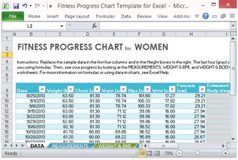 Fitness Progress Chart Template For Excel