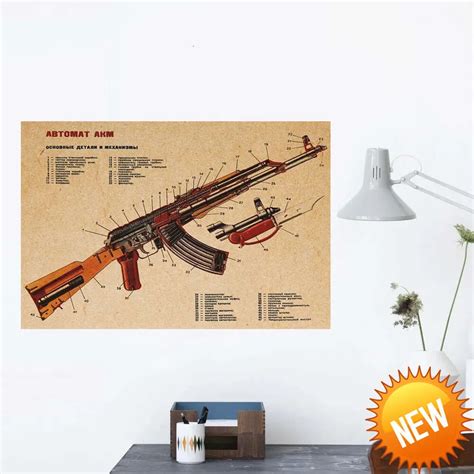 Gun Akm Ak47 Modified Structure Kraft Poster Paper Home Decor Kids Boys ...