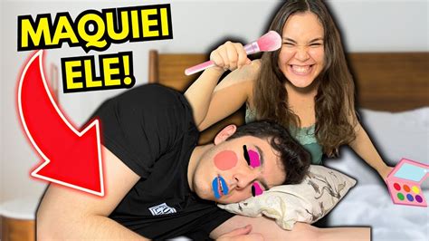 Maquiei Meu Namorado Enquanto Ele Dormia Deu Briga Youtube