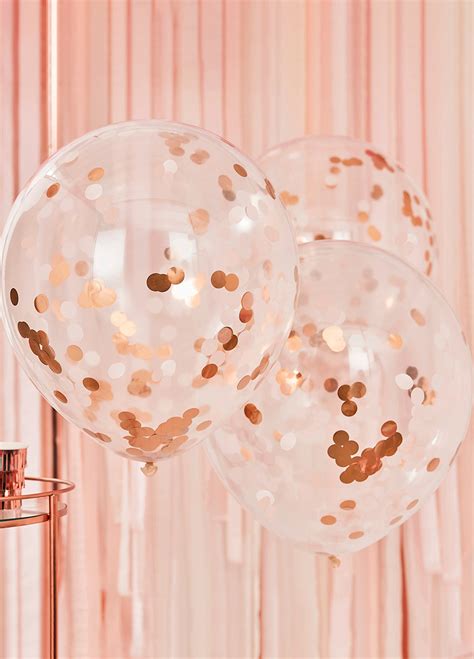 Balony Z Konfetti Rose Gold Cm Szt Urodziny