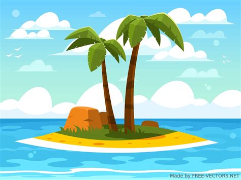 Island in ocean - Nature - FREE-VECTORS.NET