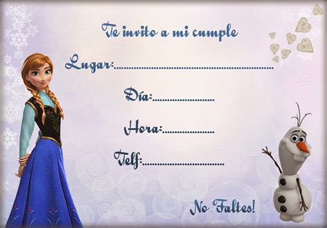 Tarjeta Para Invitaciones De Cumpleaños De Frozen Invitaciones Gratis