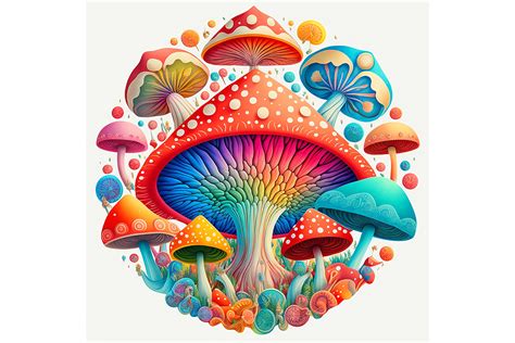 colorful shroomz mushrooms illustration par gornidesign creative fabrica