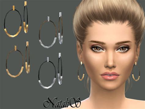 The Sims Resource Natalis Rope And Metal Tubes Earrings