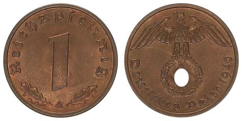 Deutschland 3 Reich 1 Reichspfennig 1 Pfennig 1940A CH UNC MA Shops