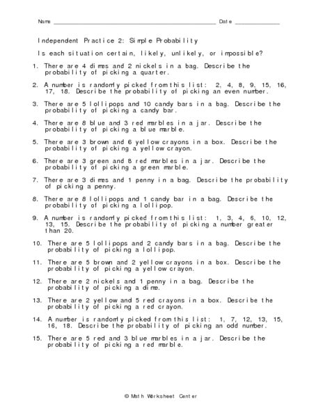 Independent Probability Worksheet Pdf