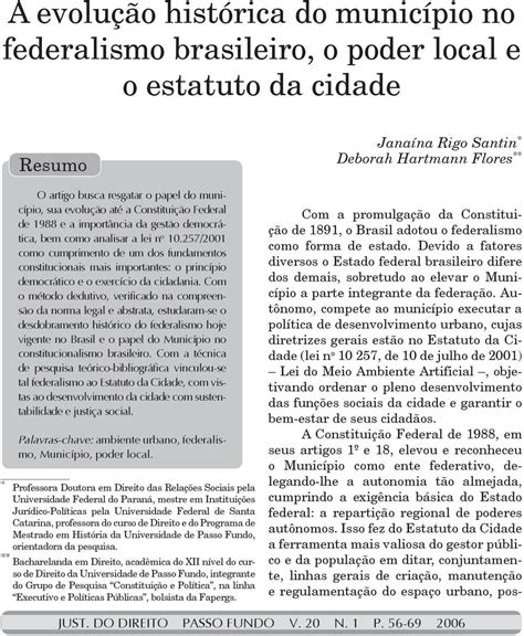 A evolução histórica do município no federalismo brasileiro o poder