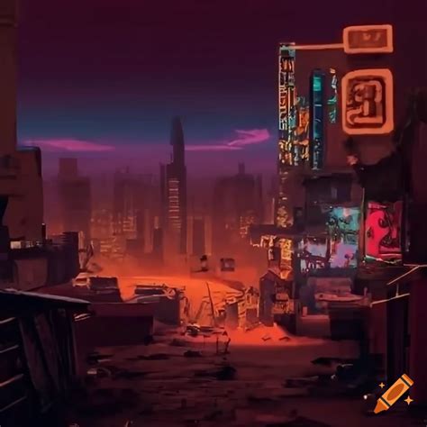 Wide Angle Shot Of A Cyberpunk City In The Desert