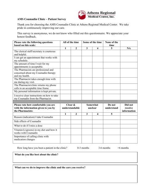 Patient Satisfaction Survey Questions