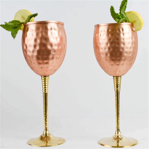 Copper Wine Glass Set Of Handcrafted Hammered Finish Etsy