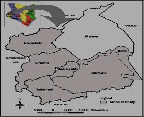 A map of Kakamega County showing administrative divisions. Source: GoK ...