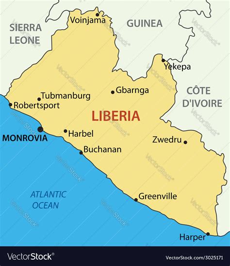 Republic Of Liberia Map Royalty Free Vector Image