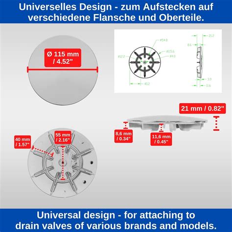 Duschabfluss Abdeckhaube Ø 115 mm mit Schraube für viele