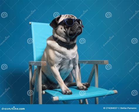 Pug Wearing Sunglasses And Sitting On A Chair Ai Generated Artwork