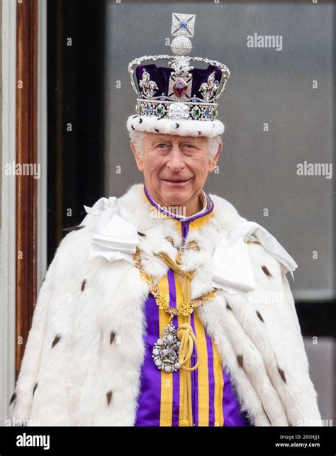 London, England. UK. 06 May, 2023. King Charles III, wearing the Imperial State Crown, on the ...