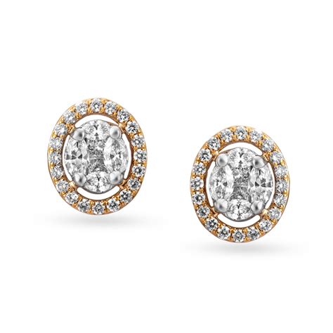 Lovely Solitaire Diamond Stud Earrings In Rose Gold