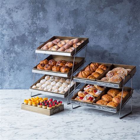 2 Tier Countertop Display Unit-Large Brass Trays | Food Display Stand ...