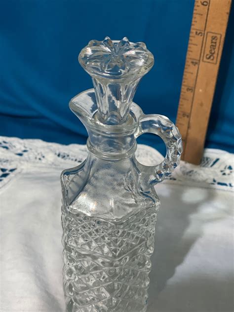 Vintage Clear Glass Cruets With Glass Stoppers Various Sizes Etsy