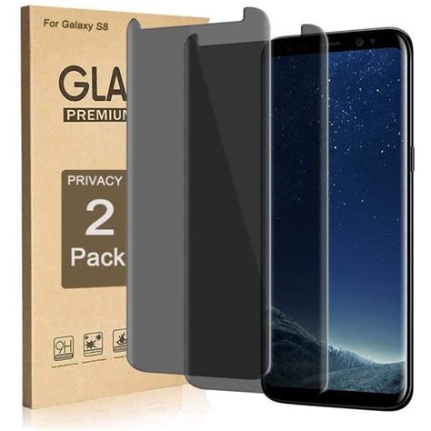 2 Pièces Verre Trempé Anti Espion Compatible Pour Samsung Galaxy S8