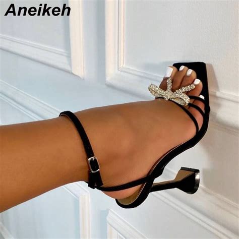 Aneikeh zapatos de tacón alto y fino para mujer sandalias con correa