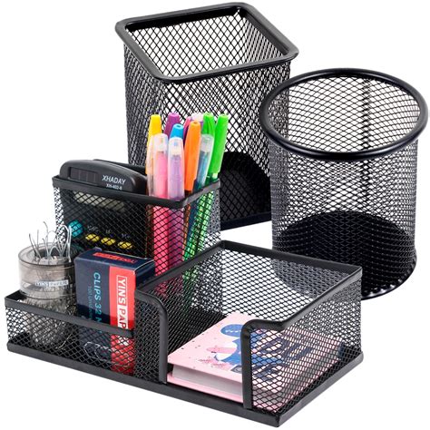 Kit Porta Caneta Treco Organizador De Mesa Redondo Quadrado 3