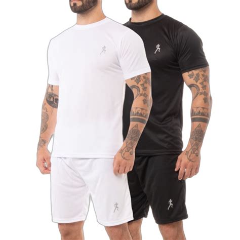 Kit 2 Camisetas Masculinas Dry Fit 2 Bermudas Masculinas Academia