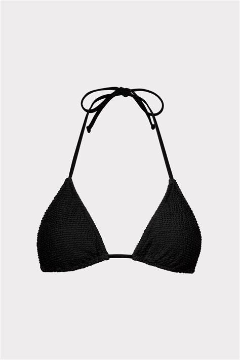 Buy MILLY CABANA Textured Triangle Bikini Top Black At 30 Off