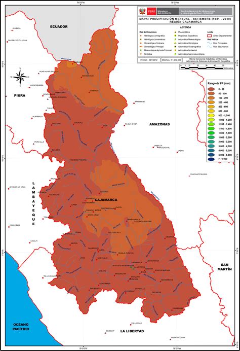 Precipitación Mensual Setiembre 1981 2010 de la Región Cajamarca