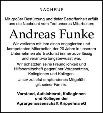 Traueranzeigen Von Andreas Funke Trauer Anzeigen De