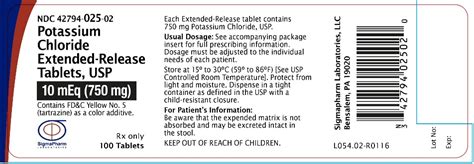 POTASSIUM CHLORIDE Tablet Film Coated Extended Release