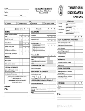 Fillable Online TK Report Card Engish 14 15 Updated 12 16 14 Fax