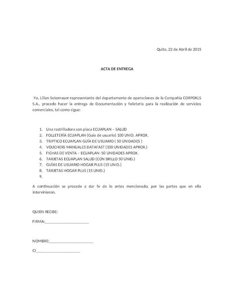 Docx Acta De Entrega Ecuaplan Dokumen Tips