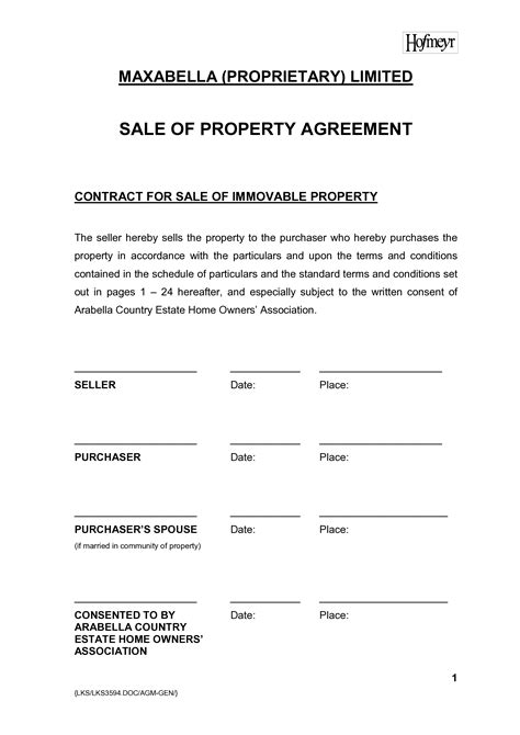 Property Sales Contract Template