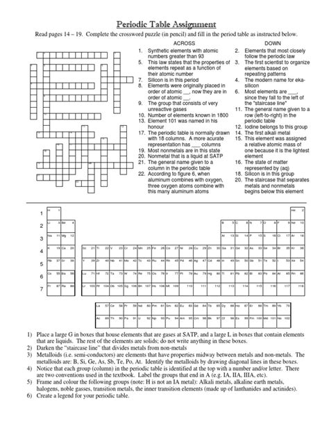 Periodic Table Assignment Pdf Periodic Table Chemical Elements