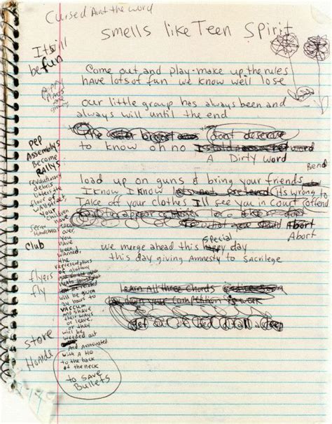 Kurt Cobains Early Draft Of Smells Like Teen Spirit Via