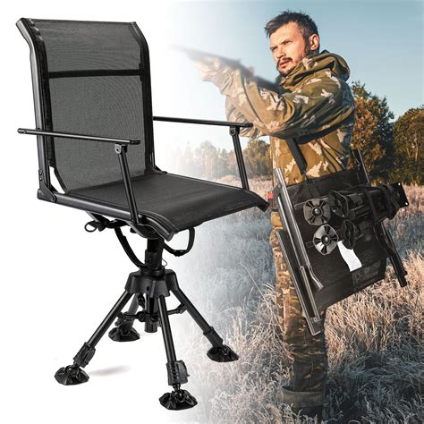 kemimoto 360° Silent Swivel Blind Hunting Chair, Hight Adjustable Quick ...