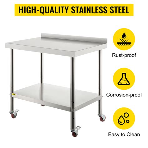 Vevor Stainless Steel Work Prep Table Kitchen Work Table 36x24in W 4 Casters Vevor Au