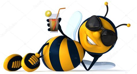 Funny Bee Drinking Lemonade Stock Photo By ©julos 90942042