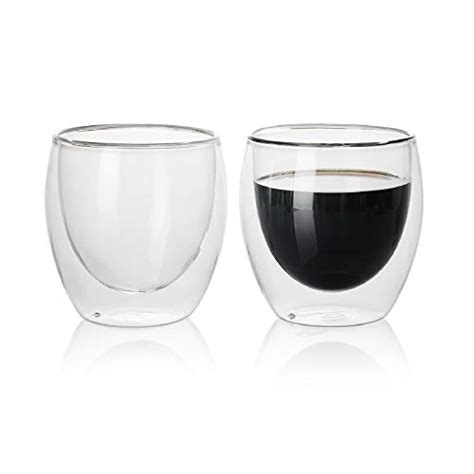 Sweese 424101 Glass Cappuccino Cups 8 Oz Double Wall Insulated Glass Coffee Cups Clear